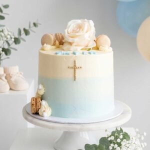 Blauw doop taart